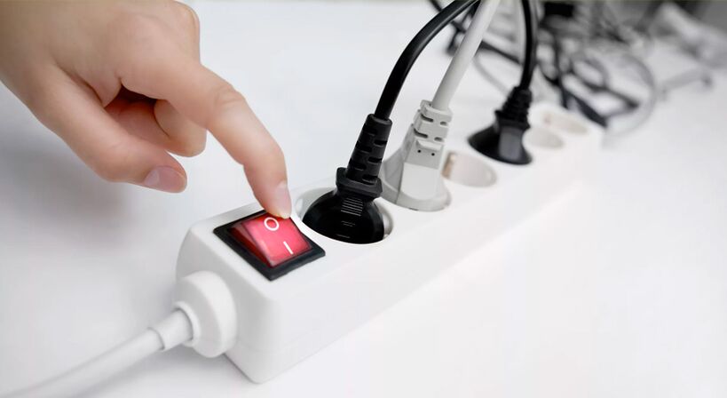Power off the extension cord